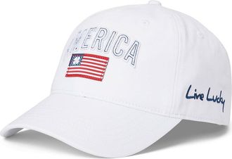 Black Clover American Crew 1 Adjustable Hat Baseball Caps White Hat/3d Stitch Lettering/American Flag Woven Patch, Cotton/Nylon/Spandex