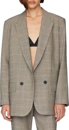 Frame Denim Di Windowpane Peak Lapel Boxy Blazer in Noir Multi at Nordstrom Rack, Size Medium