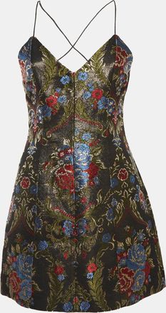 Alice & Olivia Alice + Olivia Black Floral Jacquard Strappy Mini Dress
