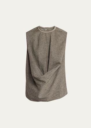 Rick Owens Subhuman Draped Melange Wool Sleeveless Top