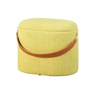 M&S Collection M&s - pouf giallo con contenitore e maniglia in ecopelle, 42x30x36cm