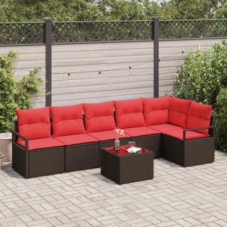vidaXL Vidaxl Set Di Divani 7 Pz Marrone Polyrattan