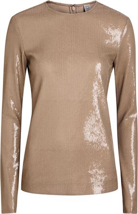 Toteme Round-neck Sequin top - Beige - S (UK8-10 / S)