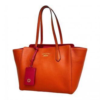 Gucci Orange Pink Leather Tote Bag (Pre-Owned)
