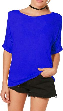Re Tech UK Womens Oversize Fit Round Neck Top Ladies Baggy Plus Size Batwing Turn Up Sleeve Casual T-Shirt Sizes 8-26 (UK 20-22 XXL, Royal Blue)