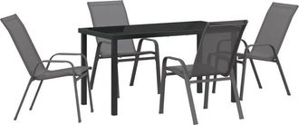 vidaXL Garden Dining Set 5 pcs Grey Textilene and steel Vidaxl
