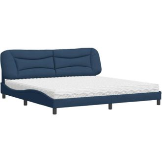 vidaXL Vidaxl - Cama Con Colch&oacute;n Tela Azul 200x200 Cm