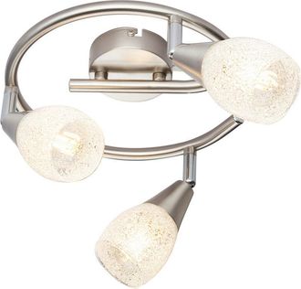 Globo Lighting Focos De Techo En Grupo, N&iacute;quel Mate, Pantalla De Vidrio Transparente, 3 Bombillas E14