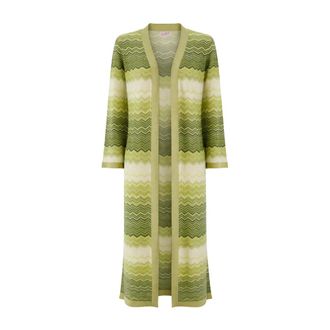 MC2 Saint Barth Cardigans, female, Green, Size: M Tonia Long Cardigan