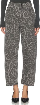 Good American Womens Good Standard Barrel Jeans In Grey Lucky Leopard