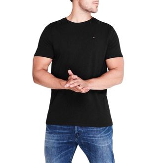 Tommy Jeans Heren Geborduurd Logo Los T-shirt (Zwart)