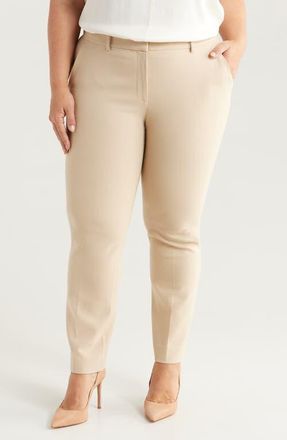 Lafayette 148 New York Manhattan Stretch Wool Cigarette Pants in Plaster at Nordstrom, Size 16