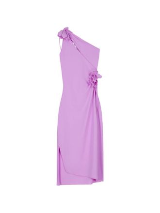 Coperni One-Shoulder Midi Dress With Floral Embellishments