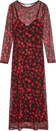 Never Fully Dressed Soho midi-jurk met kersenprint - Rood
