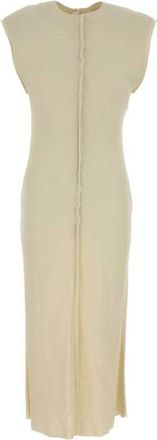 Ami Off White Stretch Row Edges Midi Dress