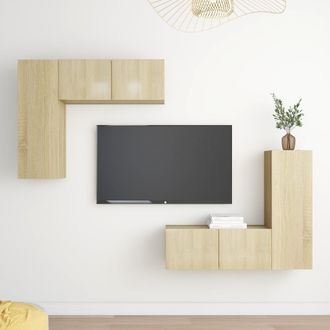 Berkfield Home 4 Piece TV Cabinet Set Sonoma Oak Engineered Wood in Brown