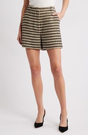 BOSS Tasteo High Waist Textured Knit Shorts in Light Beige Tweed at Nordstrom Rack, Size 14