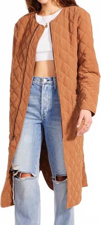 BB Dakota Long Quilted Coat In Camel