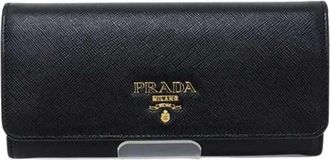 Prada Pre-owned Wallets, female, Black, Size: ONE SIZE Pre-owned Long wallet (bi-fold)