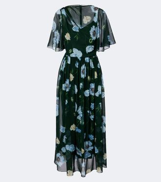 Erdem Floral draped silk voile midi dress