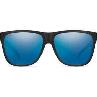 Smith Lowdown XL 2 60mm ChromaPop Polarized Square Sunglasses in Matte Black/Blue at Nordstrom