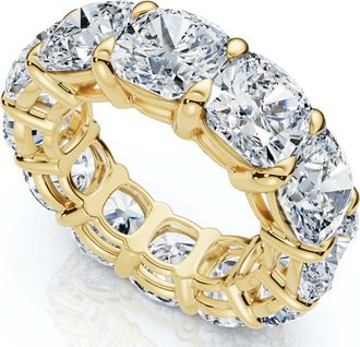 Pompeii3 12Ct Cushion Cut Diamond Eternity Ring 14k Gold Basket Wedding Band Lab Grown