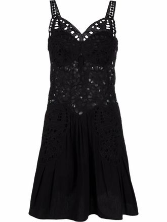 Alberta Ferretti lace style cut out dress - women - Cotton/Polyester - 40 - Black
