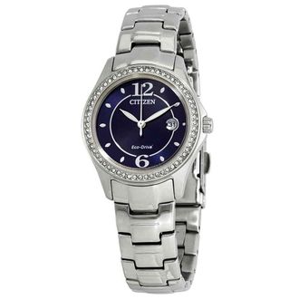 Citizen Silhouette Crystal Eco-Drive Blue Dial Stainless Steel Ladies Watch FE1140-86L