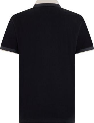 HUGO BOSS Mens Cotton Polo Shirt With Contrast Collar Black T-shirts And Polos