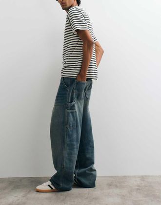 Carhartt Work in Progress Oakland - Jeans dritti ampi lavaggio blu scuro stone wash