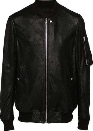 Rick Owens leather bomber jacket - men - Virgin Wool/Lamb Skin/Cotton/Cupro - 54 - Black