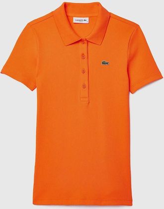 Lacoste Womens Slim-Fit L.12.D Ribbed Cotton Polo Shirt - Orange - Size: 10