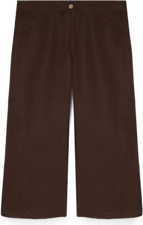 Fiorella Rubino Straight Broeken - Dames - Vrijetijds broeken - Bruin - XL - Linnen - Broeken