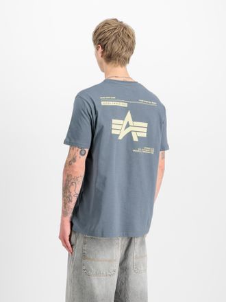 Alpha Industries Rundhalsshirt ALPHA INDUSTRIES Label T BP, Herren, Gr. XXL, blau (denim blau), Single Jersey, Obermaterial: 100% Baumwolle, bedruckt, regular fit norm