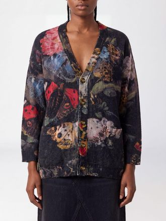R13 Graphic-Print V-Neck Cashmere Cardigan