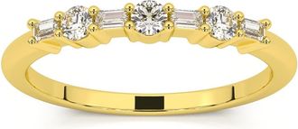 Pompeii3 1/4Ct Baguette & Round Diamond Wedding Ring Stackable Band 14k Gold Lab Grown