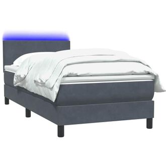 vidaXL Cama Box Spring Con Colch&oacute;n Terciopelo Gris Oscuro 90x220 Cm Vidaxl