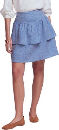 Boden Tiered Linen Skirt in Chambray at Nordstrom, Size 12