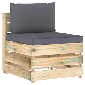 vidaXL Sof&aacute; Central Seccional Con Cojines Madera Impregnada Gris Vidaxl