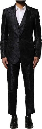 Dolce & Gabbana Zwart Jacquard 3-delig pak - Heren - Business pakken - Blauw - S - Kostuums