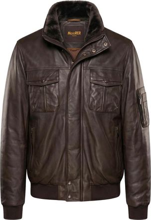 Moorer Leren Jas - Heren - Bomber jackets - Bruin - 2XL - Wol - Jassen