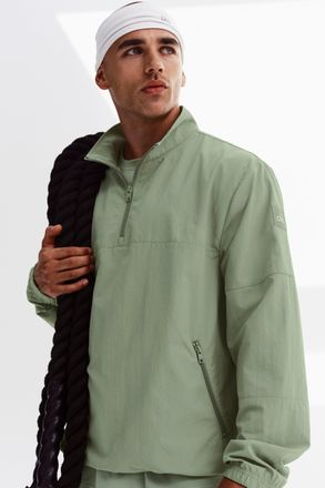 Alo | Light Weight Takeaway Track Pullover Top in Dune Grass, Size: Medium