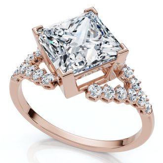 Pompeii3 Certified 2.25Ct Princess Cut Diamond Engagement Ring 14k Gold or Pt Lab Grown