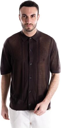 Paolo Pecora Maglia a Polo - Heren - Vesten - Bruin - L - Katoen - Truien & Vesten