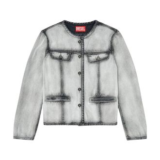 Diesel Light Jackets, female, Gray, Size: L Giaccia