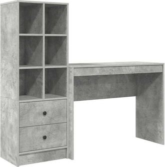 vidaXL Escritorio Con Almacenamiento Con Caj&oacute;n 2 Pcs Gris Concreto Vidaxl