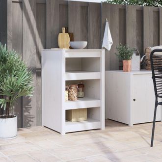 Berkfield Home Kitchen Cabinet White Pinewood Solid Pine Wood Standard
