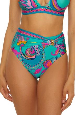 Trina Turk Mykonos High Waist Bikini Bottoms in Multi at Nordstrom, Size 10
