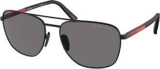 Prada Stijlvolle zwarte zonnebril met donkergrijze gepolariseerde lenzen - unisex - Zonnebrillen - Zwart - 60 MM - Accessoires