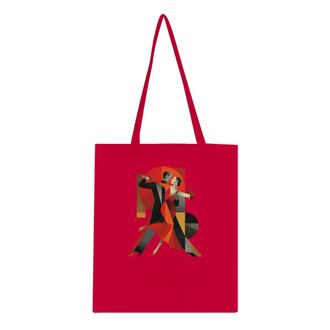 Generic Tango Dancers Abstract Geometric Art | Vintage Dance Illustration | Classic Tote Bag, Red, One Size